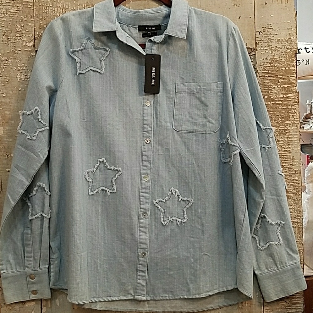 Denim shirt with stars